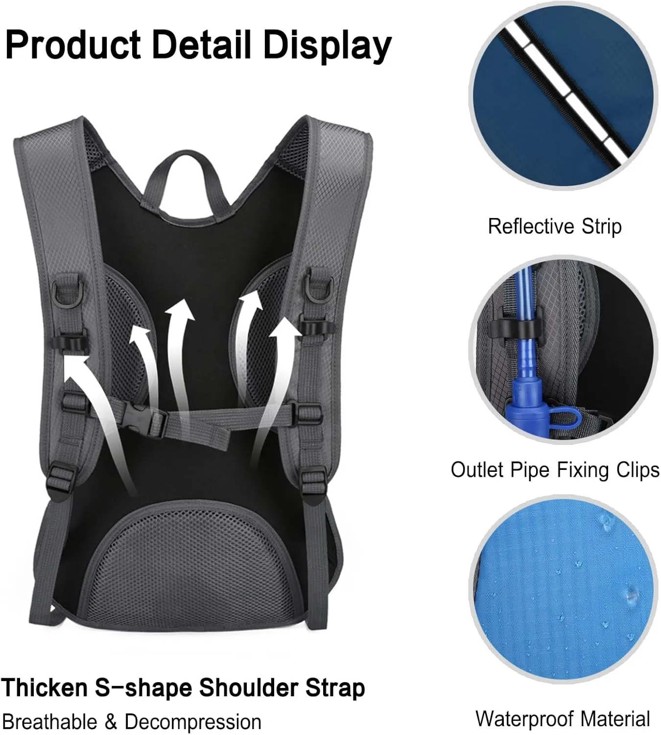 PORRASSO Hiking Backpack Waterproof Daypack 18L Rucksack Lightweight Backpack for Women Men Camping Trekking Cycling Climbing Outdoor Sports Navy Blue