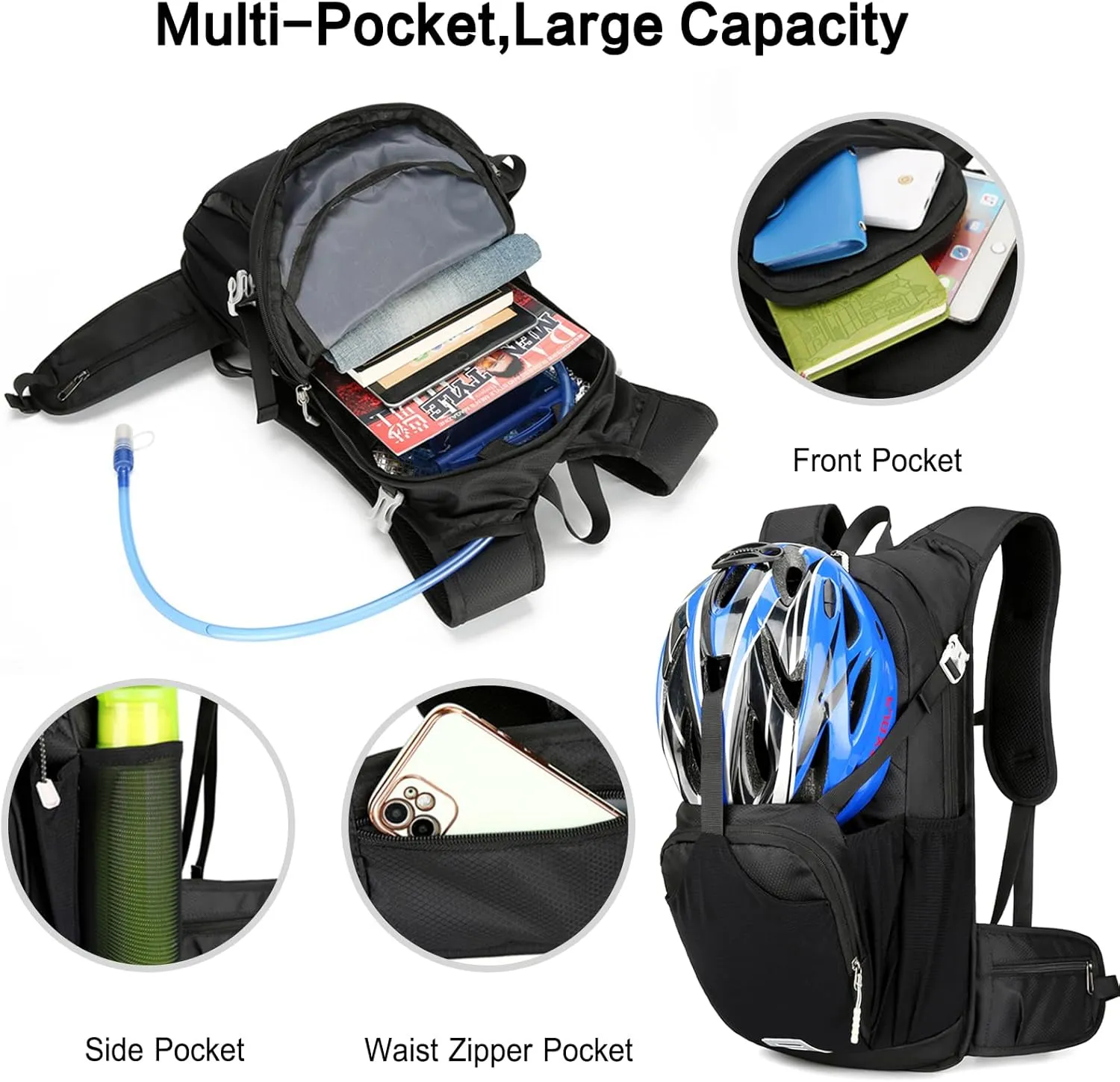 PORRASSO Hiking Backpack Waterproof Daypack 18L Rucksack Lightweight Backpack for Women Men Trekking Cycling Climbing Outdoor Sports Orange