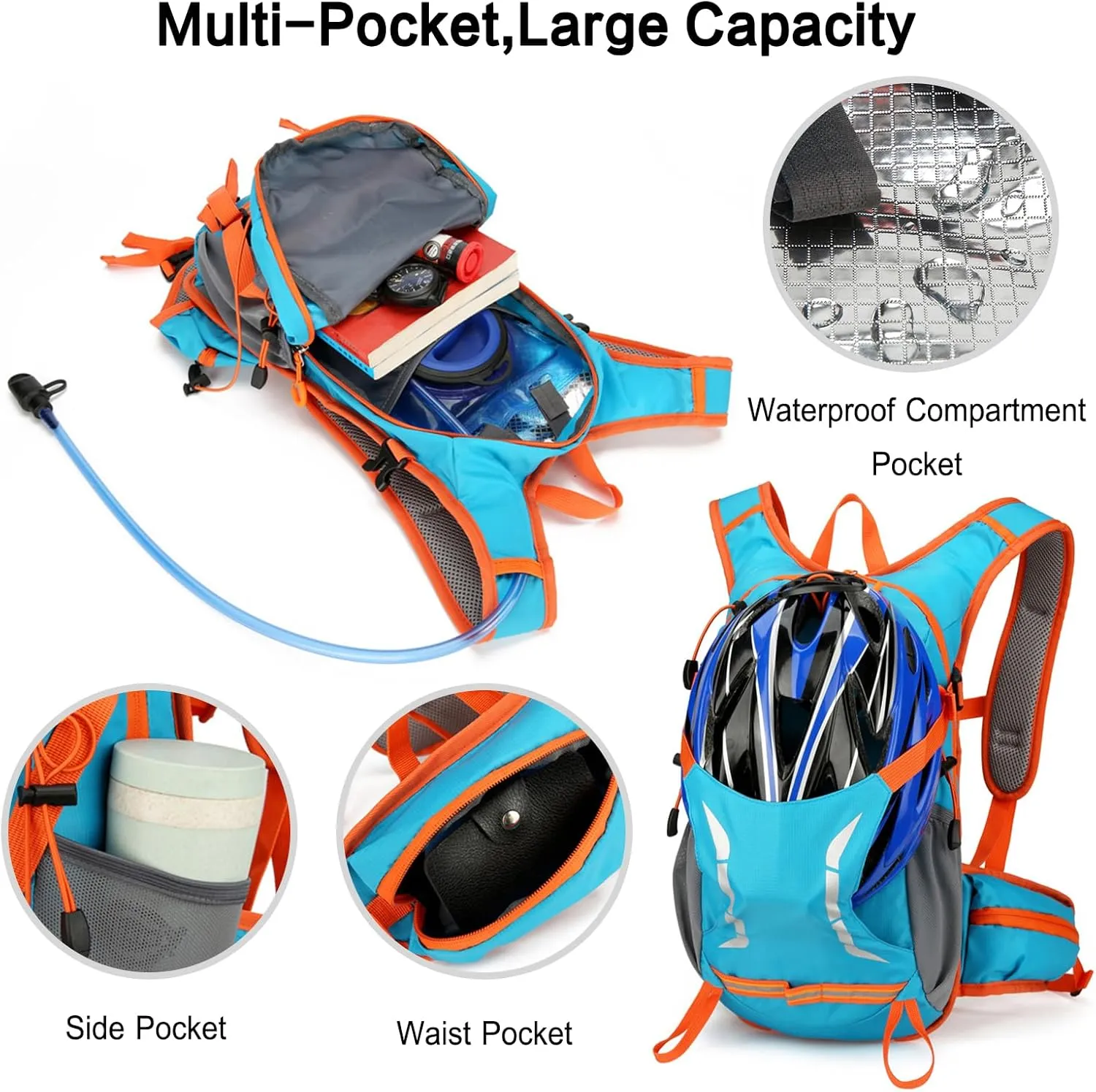 PORRASSO Hiking Backpack Waterproof Daypack 18L Rucksack Lightweight Breathable Backpack for Women Men Trekking Cycling Climbing Outdoor Sports Grey