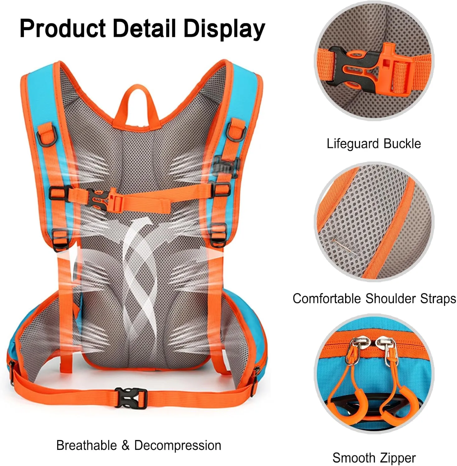 PORRASSO Hiking Backpack Waterproof Daypack 18L Rucksack Lightweight Breathable Backpack for Women Men Trekking Cycling Climbing Outdoor Sports Grey