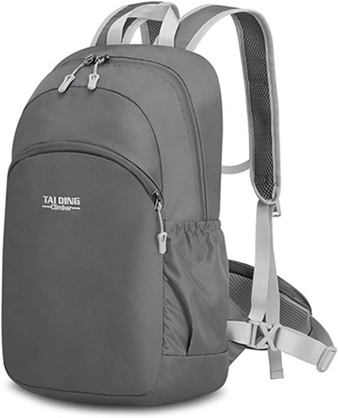 PORRASSO Hiking Backpack Waterproof Daypack Lightweight Foldable Rucksack 19L Backpack for Women Men Camping Trekking Cycling Climbing Outdoor Sports Gray