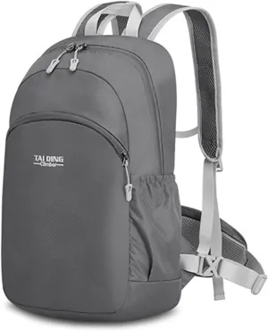 PORRASSO Hiking Backpack Waterproof Daypack Lightweight Foldable Rucksack 19L Backpack for Women Men Camping Trekking Cycling Climbing Outdoor Sports Gray