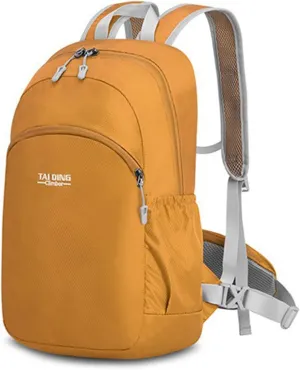 PORRASSO Hiking Backpack Waterproof Daypack Lightweight Foldable Rucksack 19L Backpack for Women Men Camping Trekking Cycling Climbing Outdoor Sports Yellow