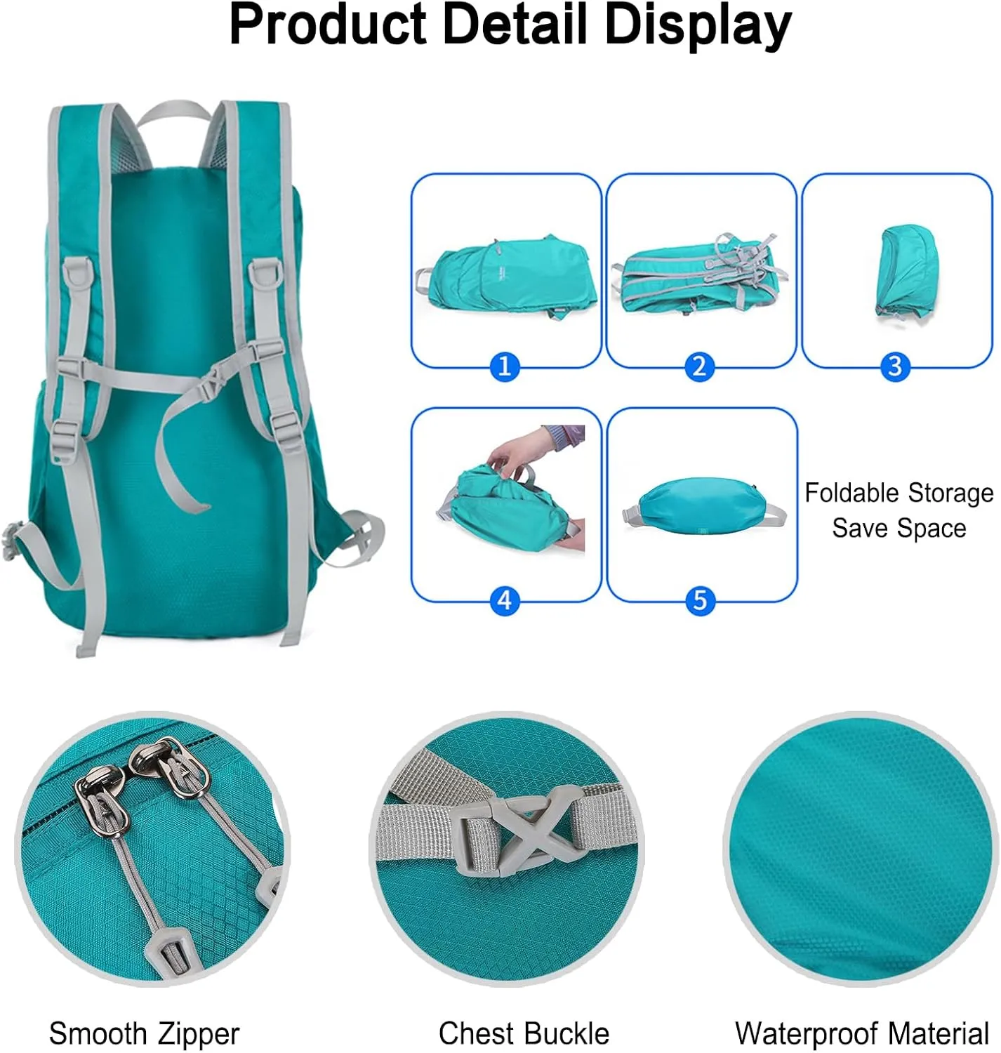 PORRASSO Hiking Backpack Waterproof Daypack Lightweight Foldable Rucksack 19L Backpack for Women Men Camping Trekking Cycling Climbing Outdoor Sports Yellow