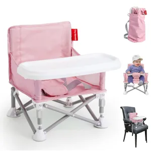Portable 3-in-1 Baby Booster Seat – Cozy Floor Seat, Feeding Seat with Tray, Toddler Booster – Compact, Foldable, Safe with Child Safety Belt Carry Bag – Perfect for Travel & Family Time