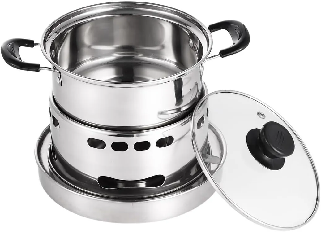 Portable Alcohol Stove With 6.3In Pot, Compact Spirit Cooker For Cooking Indoors And Outdoors