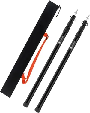 Portable Aluminum Alloy Camping Poles with Silicone Feet Cover, Telescoping Tarp Poles Adjustable Length, Tent Poles for RV Camping/Jungle Adventure(Black)