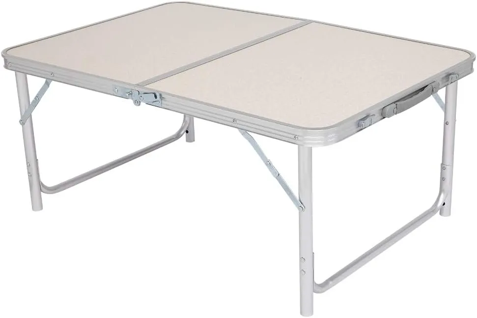 Portable Aluminum Folding Table with Carrying Handle, Adjustable Height, Lightweight Outdoor Picnic Table for Camping, BBQ, Party (90 x 60 x 70cm)