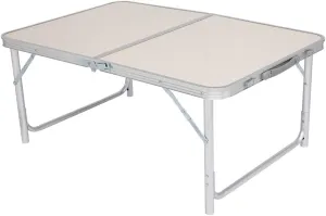 Portable Aluminum Folding Table with Carrying Handle, Adjustable Height, Lightweight Outdoor Picnic Table for Camping, BBQ, Party (90 x 60 x 70cm)