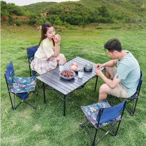 Portable Aluminum Outdoor Folding Table,Compact Beach Travel Table with Carry Bag Roll-up Grill Table for BBQ, Party, Camping,A,94x55x49cm