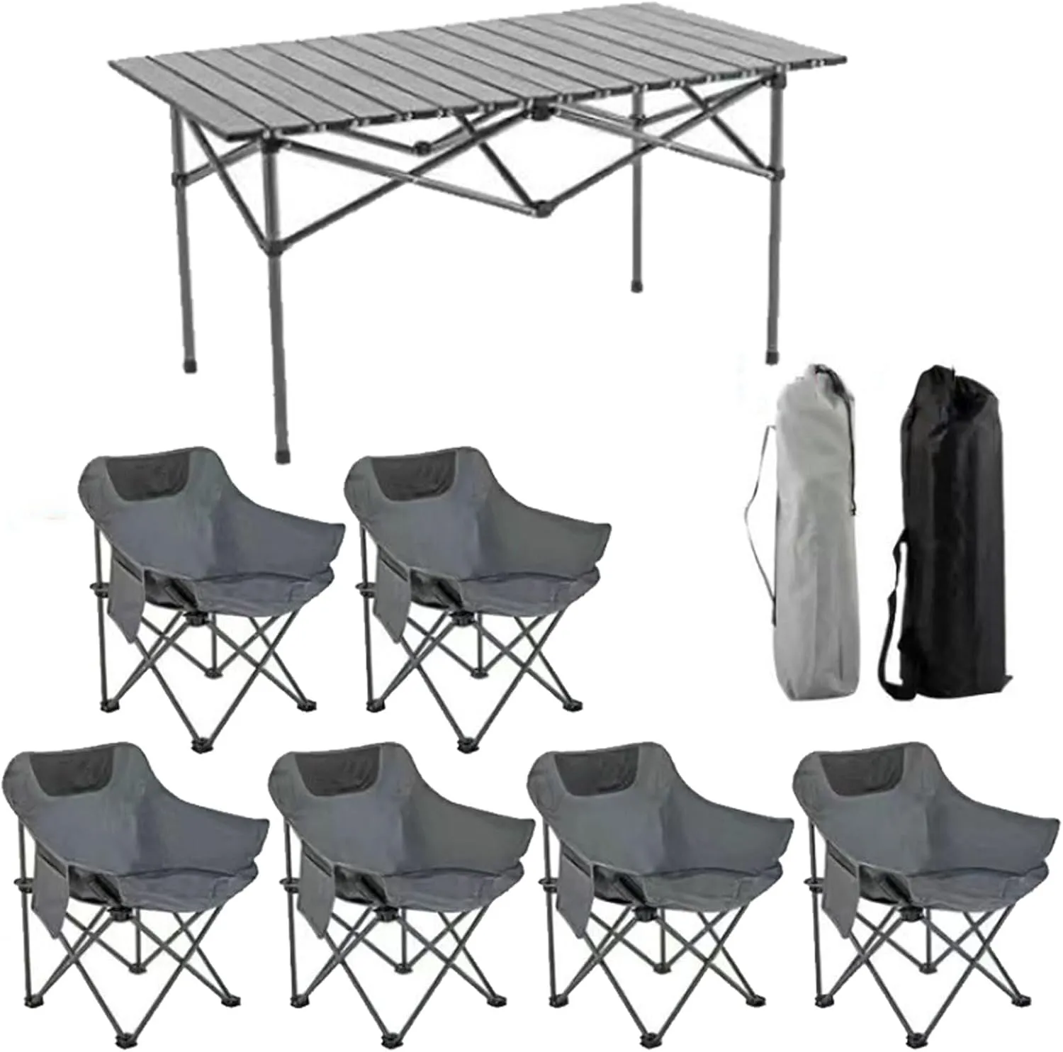 Portable Aluminum Roll up Camping Table with Air Set Lightweight Picnic Table for BBQ Garden Hiking Fishing Foldable and Portable for Outdoor Activities