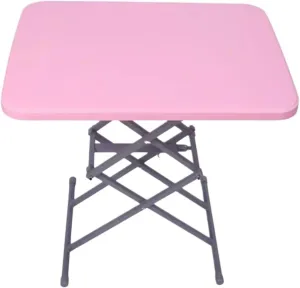 Portable Beach Table Folding Table Adjustable Height Portable Table for Camping Dining Indoor Outdoor Folding Camping Table (Color : Pink, Size : 64 * 45cm)