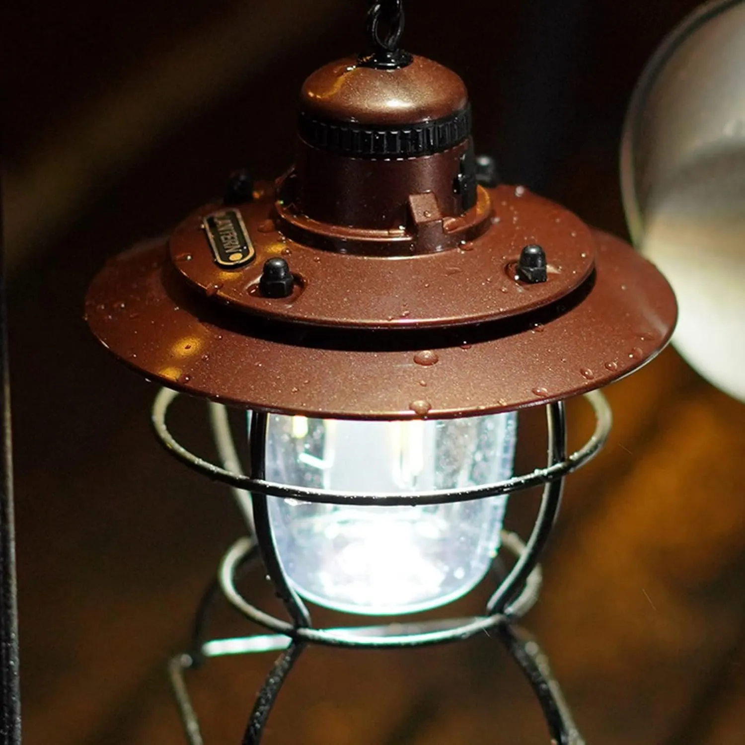 Portable Camping Light Hanging Lamp USB Rechargeable LED Retro Camping Lantern Tent Light for Outdoor Camping Hiking Fishing Red(Brown)