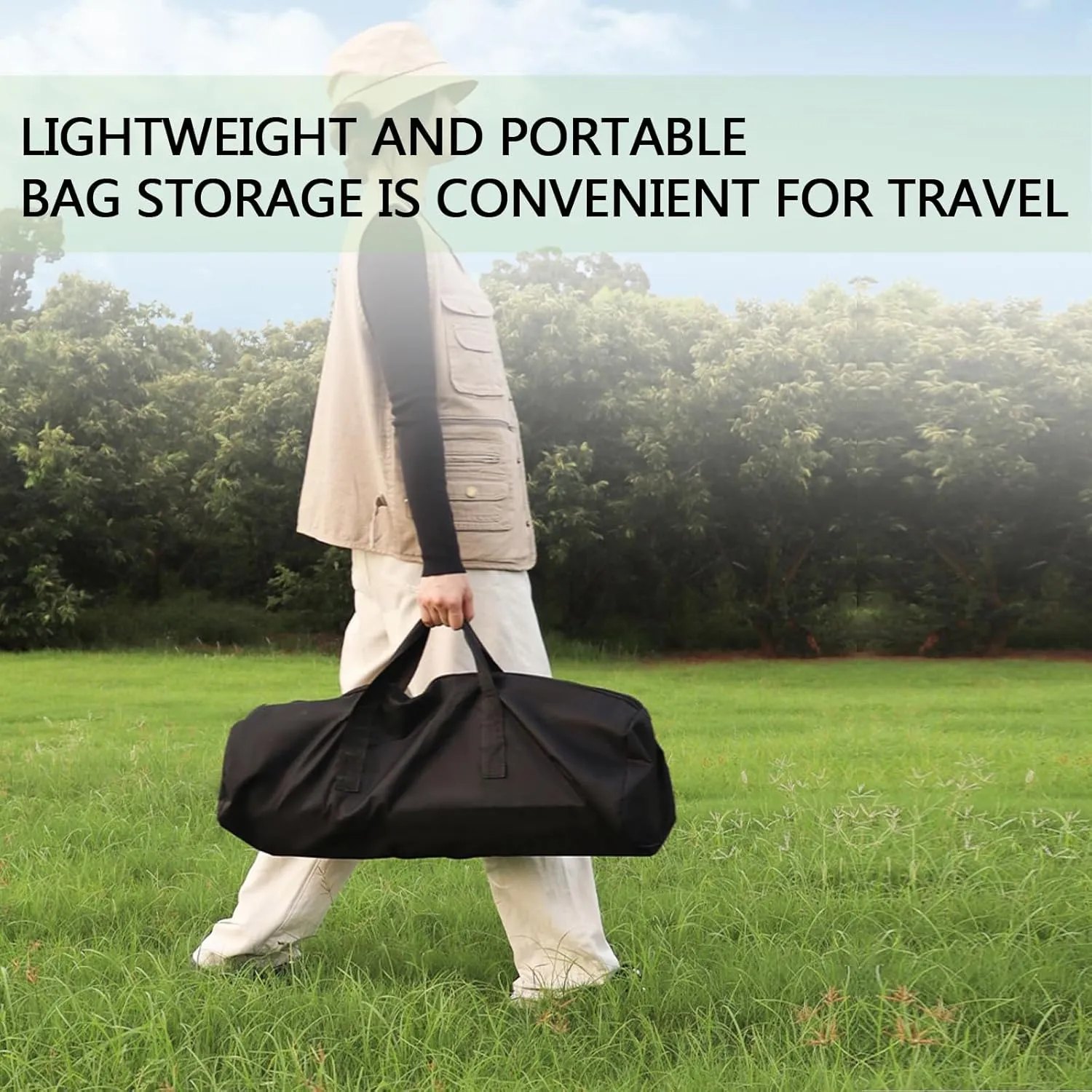 Portable Camping Side Table, Lightweight Aluminum Folding Table with Carry Bag, Ideal for Picnic, BBQ, Cooking, and Outdoor Activities Black 120×55×50cm/47×21×19.7in