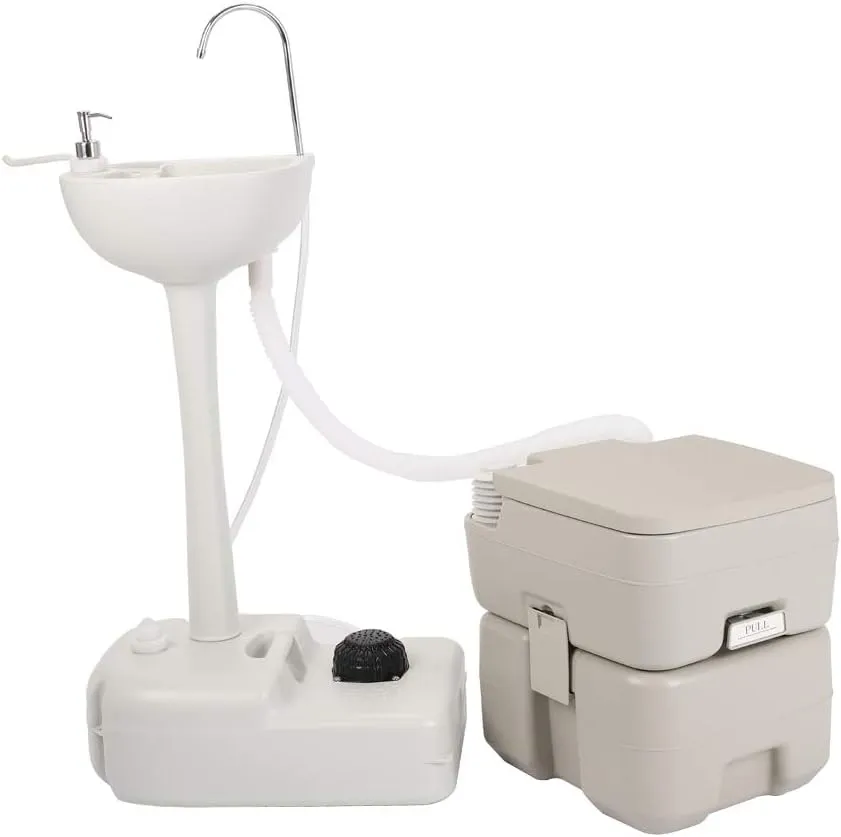 Portable Camping Sink,Travel Hygiene Station and Toilet Combo| Self-contained Hand Washing Station & Flushing Toilet for Camping/RV/Boat/Road Tripper/Camper, Detachable & Lightweight