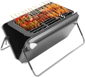 Portable Camping Stove, Charcoal & Gas 2-in-1, Multi-functional Folded Camping Grill/Stove, Adjustable Heat Level Camping Stove for Camping, Hiking, Picnic, BBQ, Backpacking