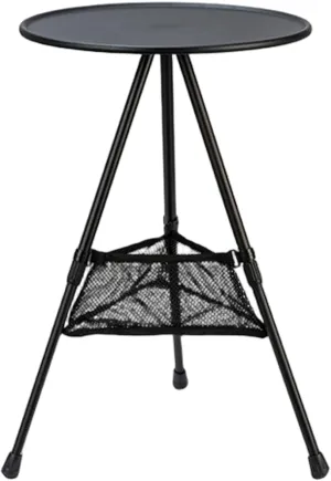 Portable Camping Table, 14.5" Round Adjustable Height Camping Table with Storage Mesh, Lightweight Aluminum Folding Desk with Carry Case for Travel Garden Picnic Outdoor.