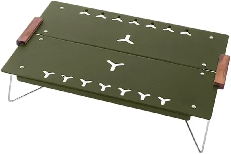 Portable Camping Table Ultralight Aluminum Folding Beach Table Camps with Storage Bag for Camping Hiking Backpacking Outdoor Picnic(Black,with Storage Bag(Green)