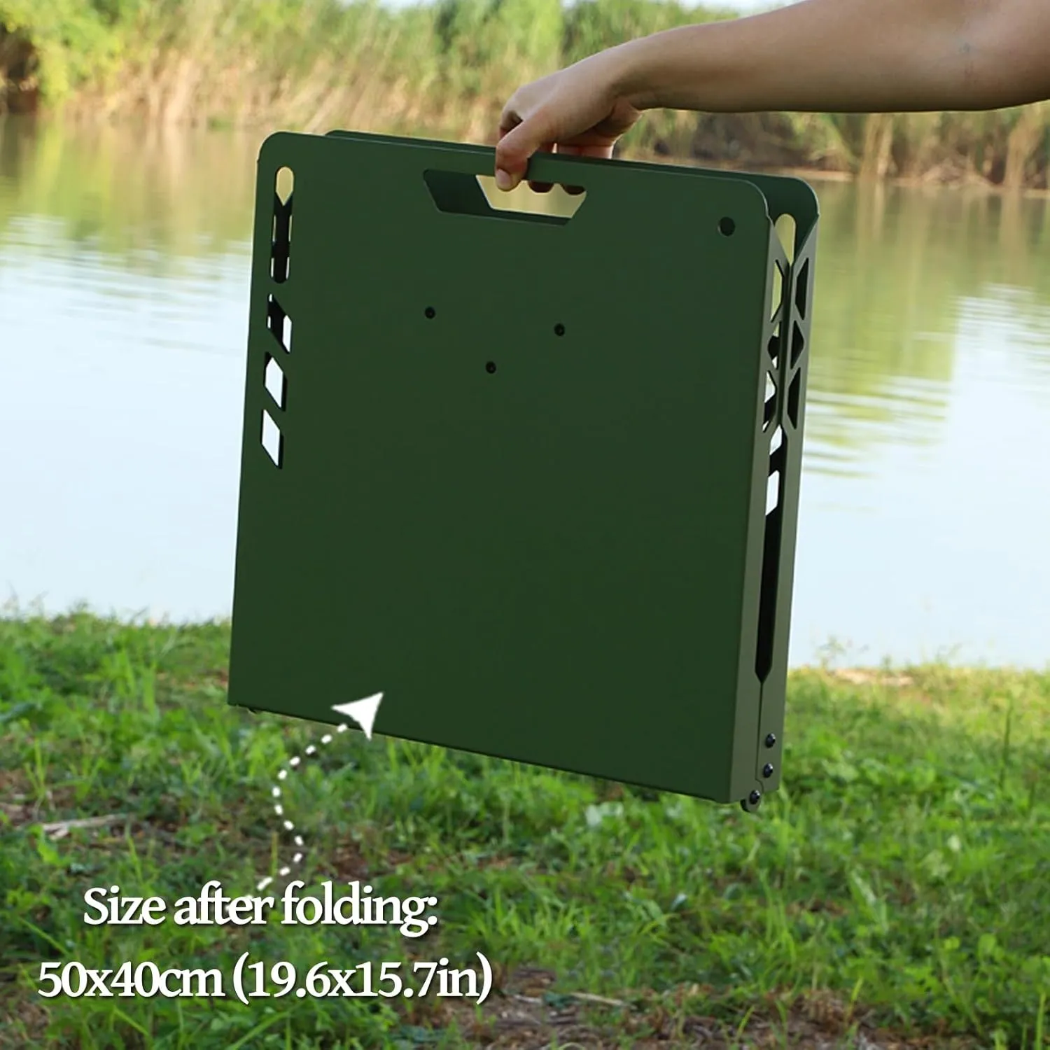 Portable Camping Tables, Folding Table with Hook, Portable Aluminum Table, Adjustable, Camp Table for Sand/Picnic/Fishing/Hiking (Color : Green-A)