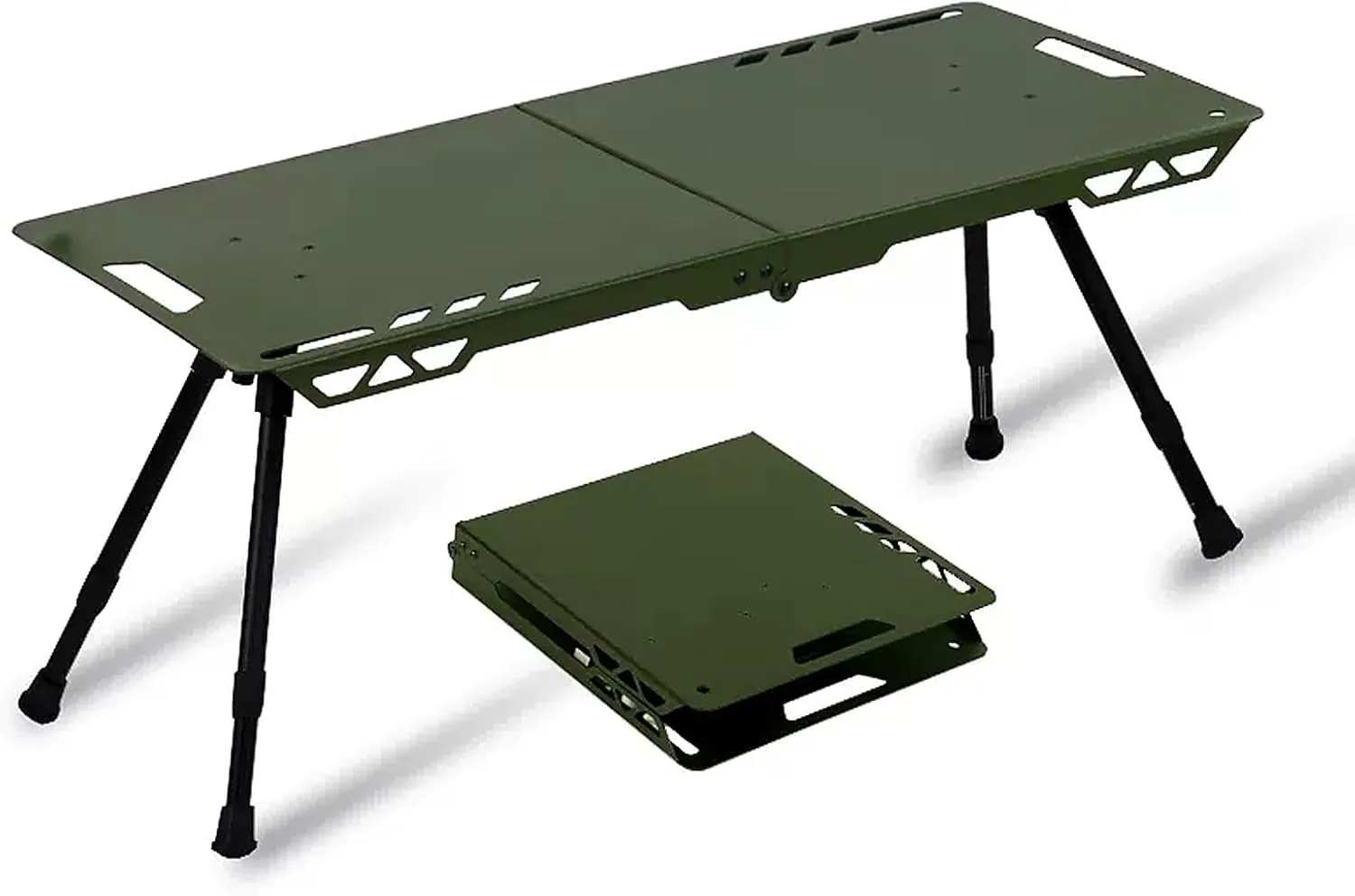 Portable Camping Tables, Folding Table with Hook, Portable Aluminum Table, Adjustable, Camp Table for Sand/Picnic/Fishing/Hiking (Color : Green-A)