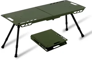 Portable Camping Tables, Folding Table with Hook, Portable Aluminum Table, Adjustable, Camp Table for Sand/Picnic/Fishing/Hiking (Color : Green-A)