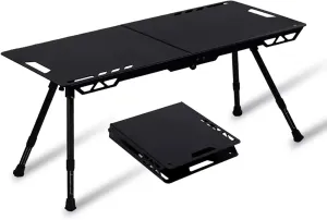 Portable Camping Tables, Folding Table with Hook, Portable Aluminum Table, Adjustable, Camp Table for Sand/Picnic/Fishing/Hiking