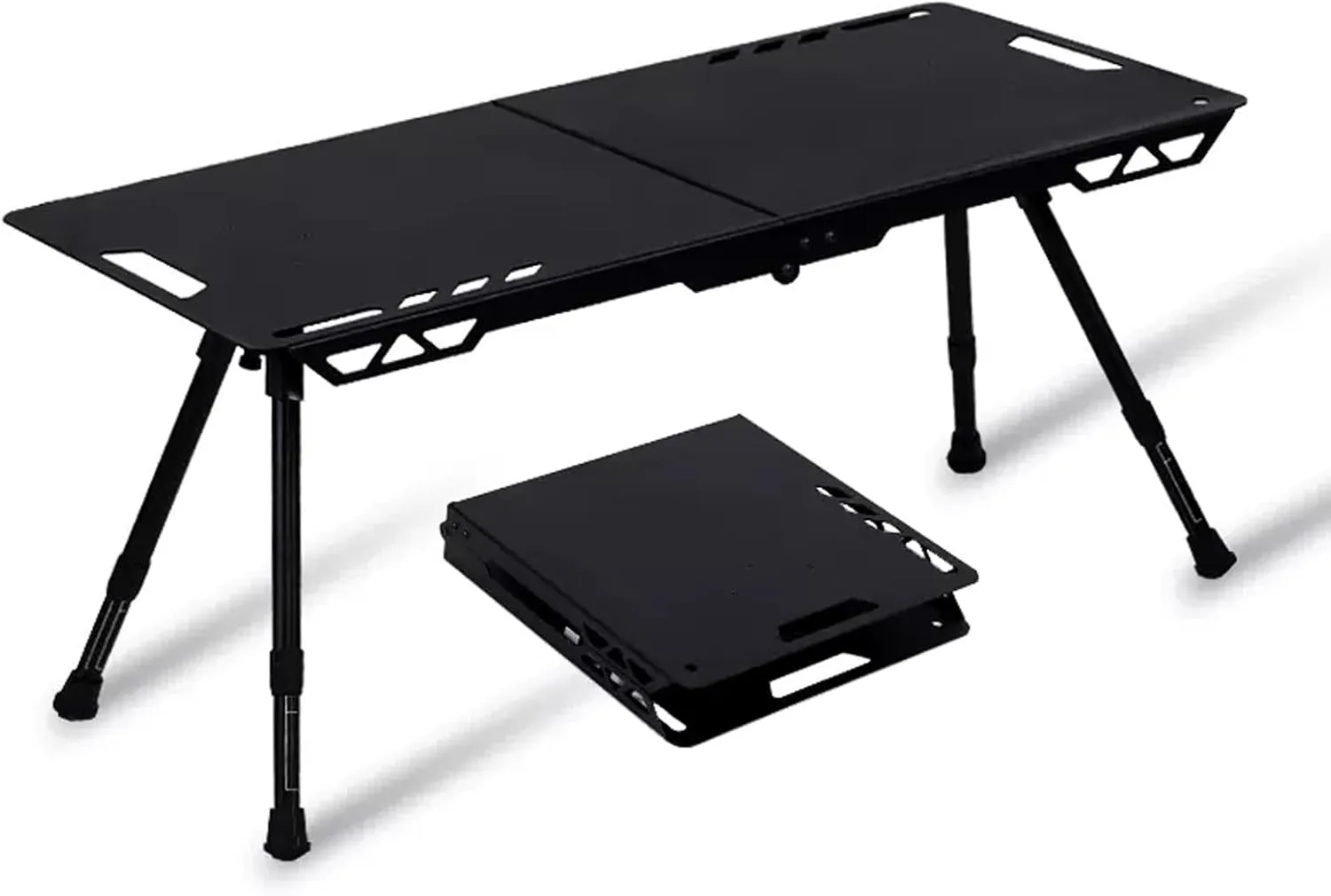 Portable Camping Tables, Folding Table with Hook, Portable Aluminum Table, Adjustable, Camp Table for Sand/Picnic/Fishing/Hiking