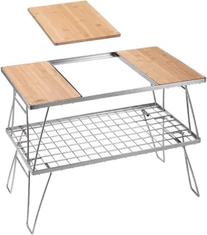 Portable Cass Stove Can Be Stored Table, Folding Table, Portable Camping Campfire Barbecue Storage Rack Iron for Outdoor Camping Barbecue,C
