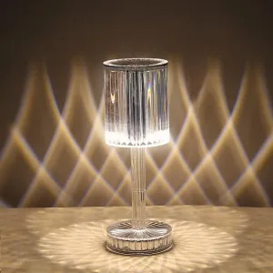 Portable Crystal Table Lamp, 3-Color Touch Control Rechargeable, 3-Levels Brightness Room Decor