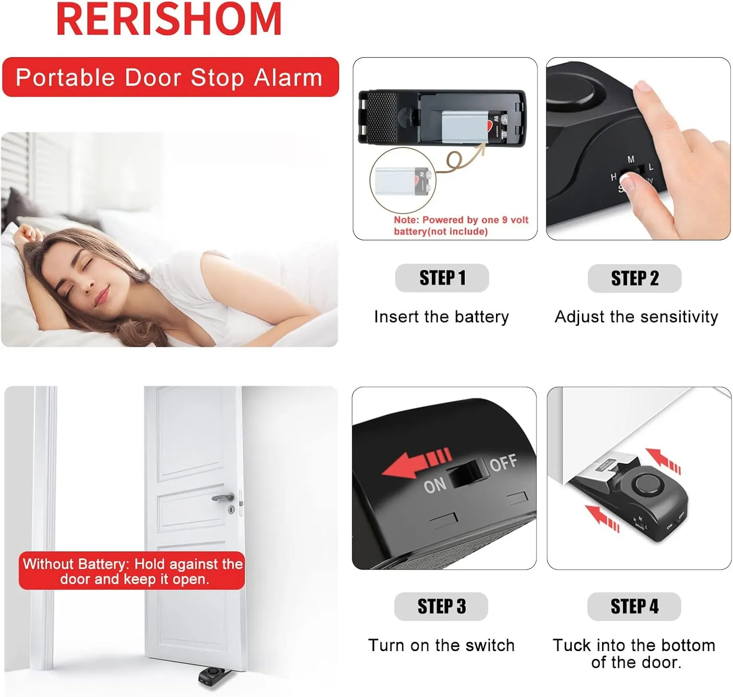 Portable Door Lock Extra Lock for Additional Privacy and Safety in Home,Hotel and Apartment,Prevent Unauthorized Entry,Protect Family Security in Traveling,Home,Bedroom,Hotel,Apartment,AirBNB-4 Pack