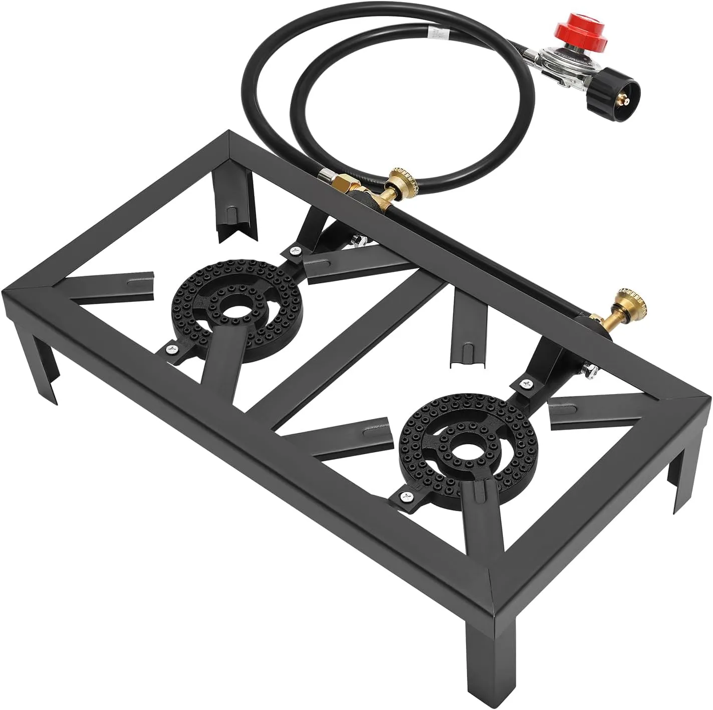 Portable Double Burner Propane Stove, Outdoors Camping Stove Independent Control Knob Lightweight (6.79 Pounds) Detachable Open Design Suitable for Outdoor Camping, Picnicking, and Hiking