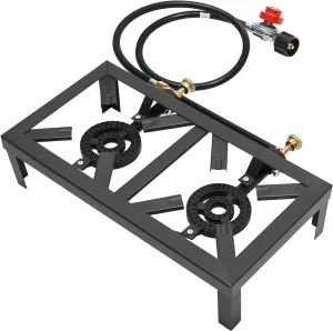 Portable Double Burner Propane Stove, Outdoors Camping Stove Independent Control Knob Lightweight (6.79 Pounds) Detachable Open Design Suitable for Outdoor Camping, Picnicking, and Hiking