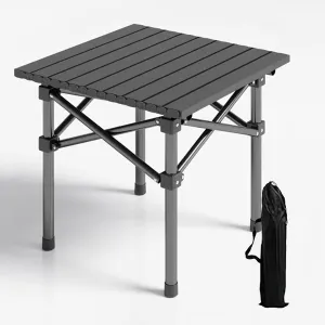 Portable Folding Camping Table, Lightweight Metal Console Table, Black, 20.87" x 19.69" x 19.69", Outdoor