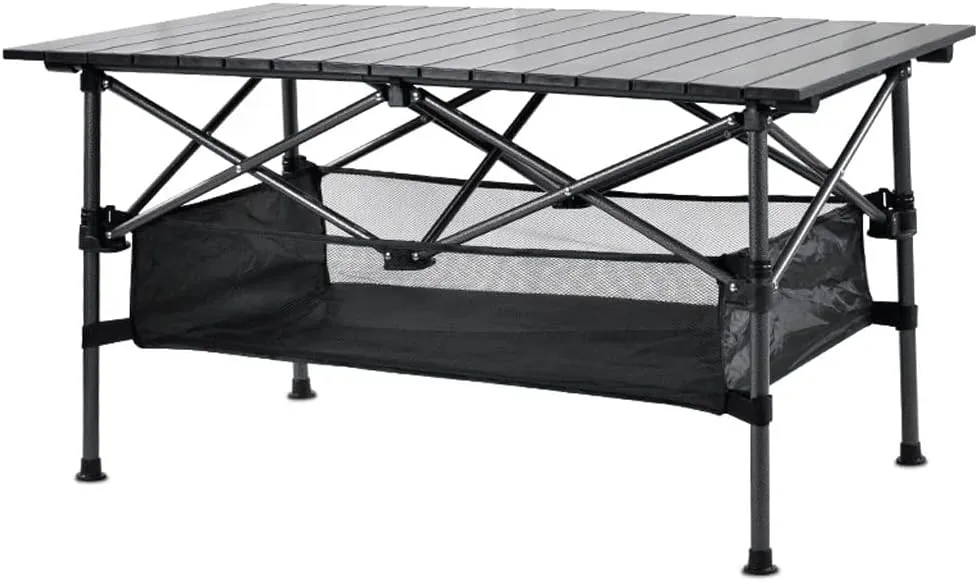 Portable Folding Table Aluminum Alloy Picnic Camping Table Ultralight Camping Furniture (D 90cm*55cm)