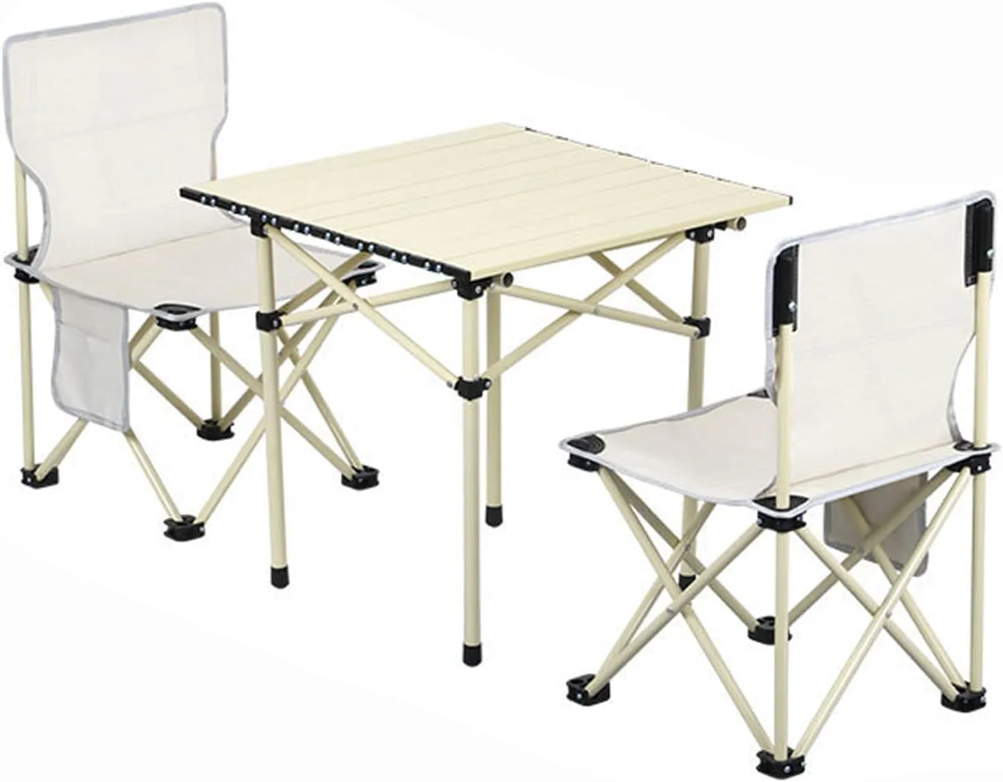 Portable Folding Table and airs, Aluminum Alloy Roll-up Table Top Folding Camping Table Lightweight Collapsible Picnic air for Outdoor Garden BBQ