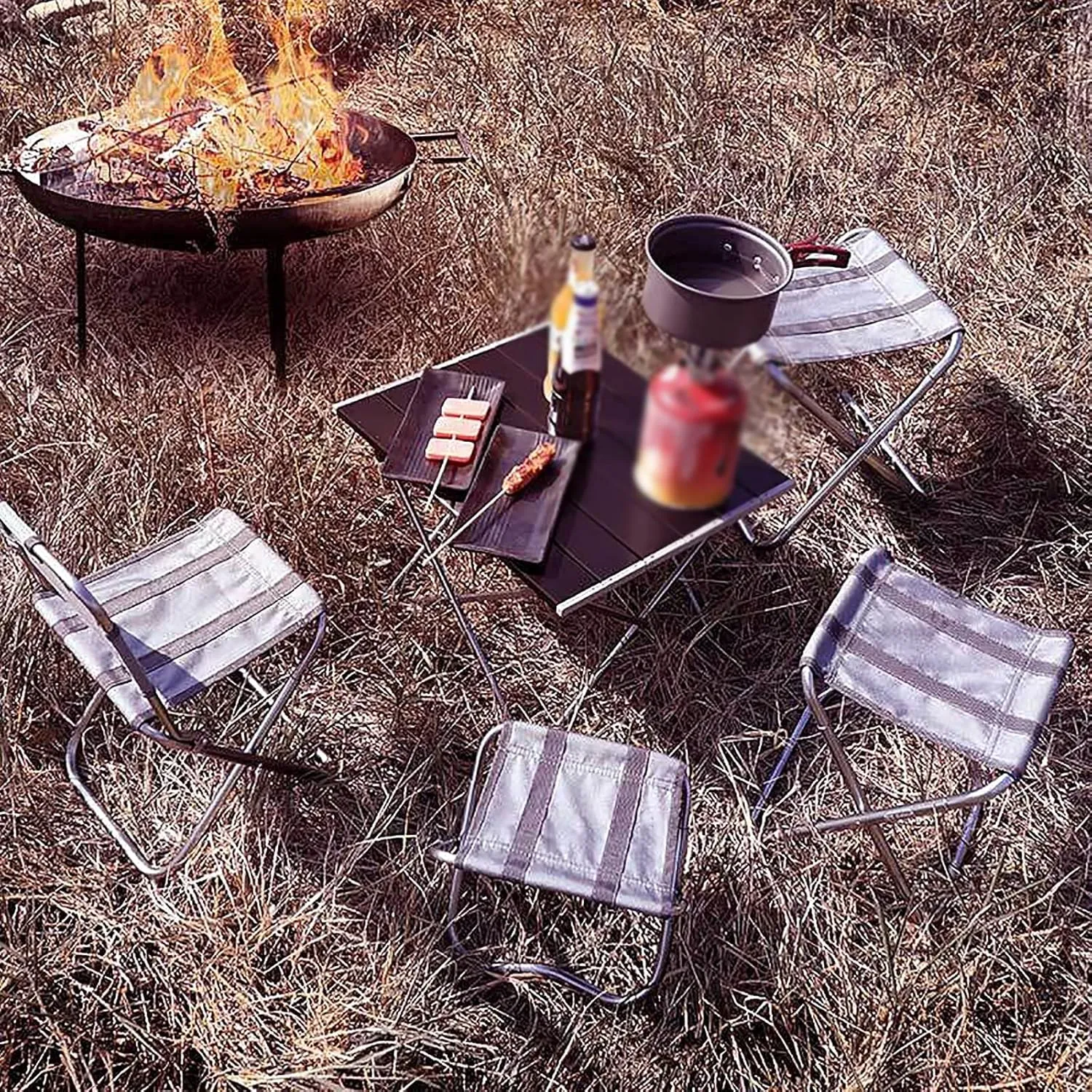 Portable Folding Table，Folding Table, Portable Camping Table, Portable Table, Adjustable Folding Table/Black/Medium