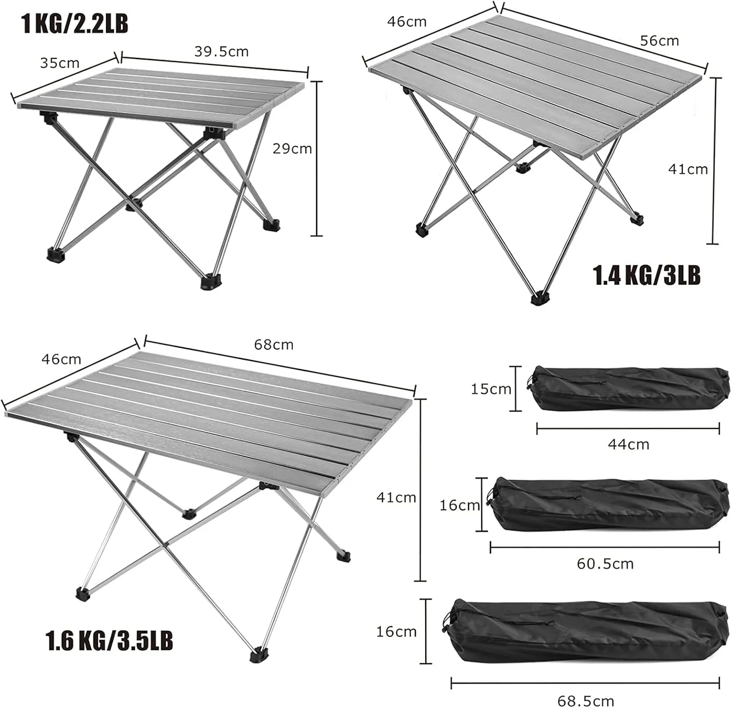 Portable Folding Table，Folding Table, Portable Camping Table, Portable Table, Adjustable Folding Table/Black/Medium