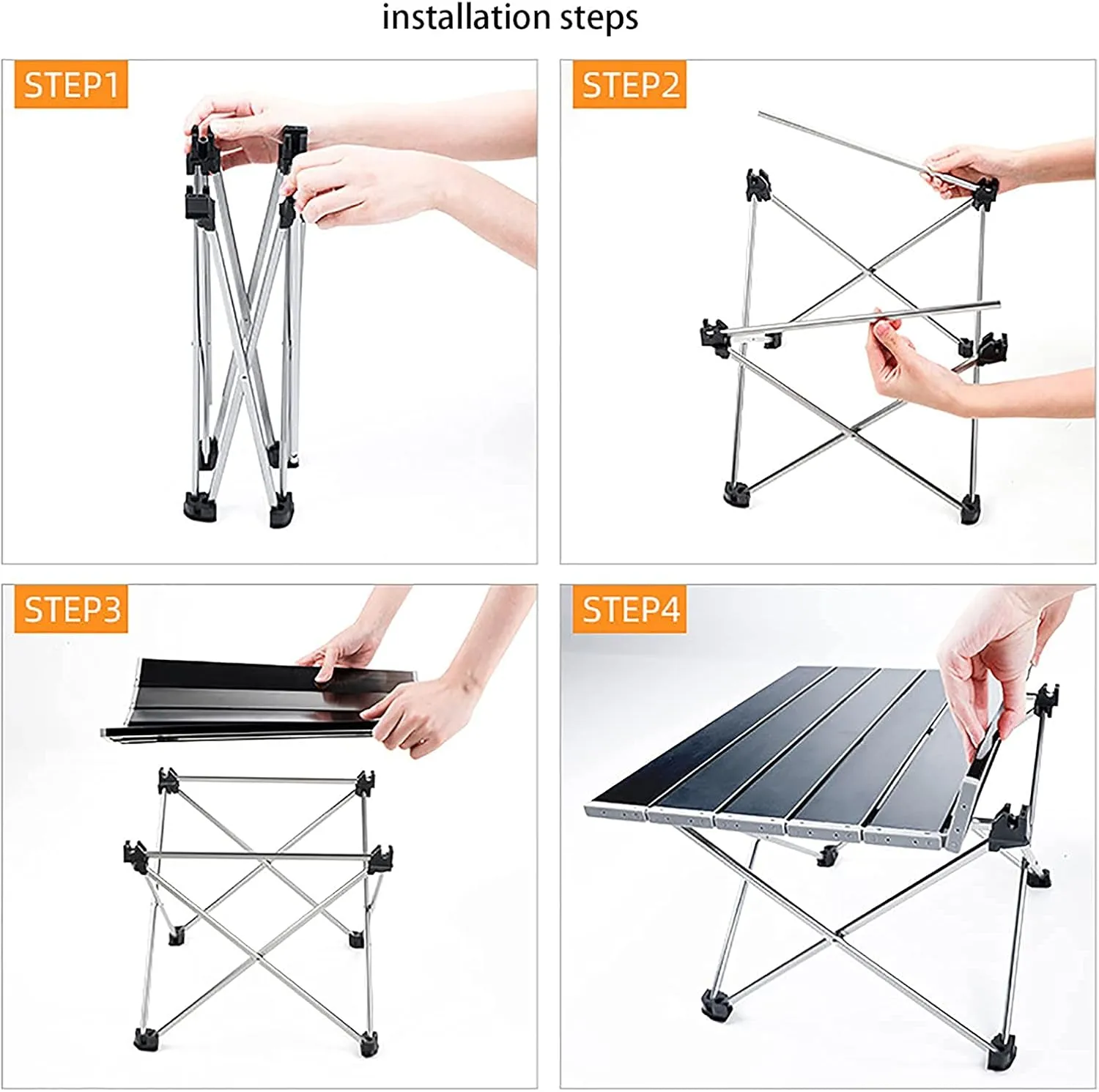 Portable Folding Table，Folding Table, Portable Camping Table, Portable Table, Adjustable Folding Table/Black/Medium
