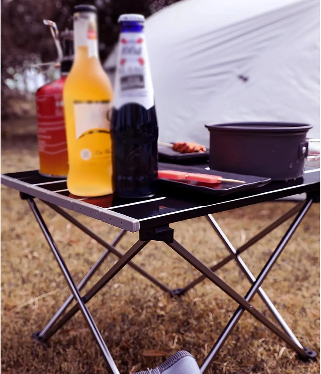 Portable Folding Table，Folding Table, Portable Camping Table, Portable Table, Adjustable Folding Table/Black/Medium