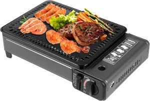 Portable Gas Grill Butane Stove, Grill Gas Stove with Carrying Case, Free Standing BBQ Grill for Camping Traveling Outdoor Cooking