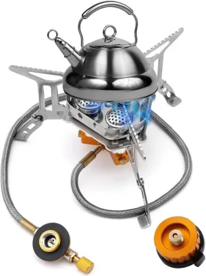 Portable Outdoor Gas Stove with 5800W Power, Folding Design and Piezo Ignition, Suitable for Camping, Hiking, Trekking and Picnic
