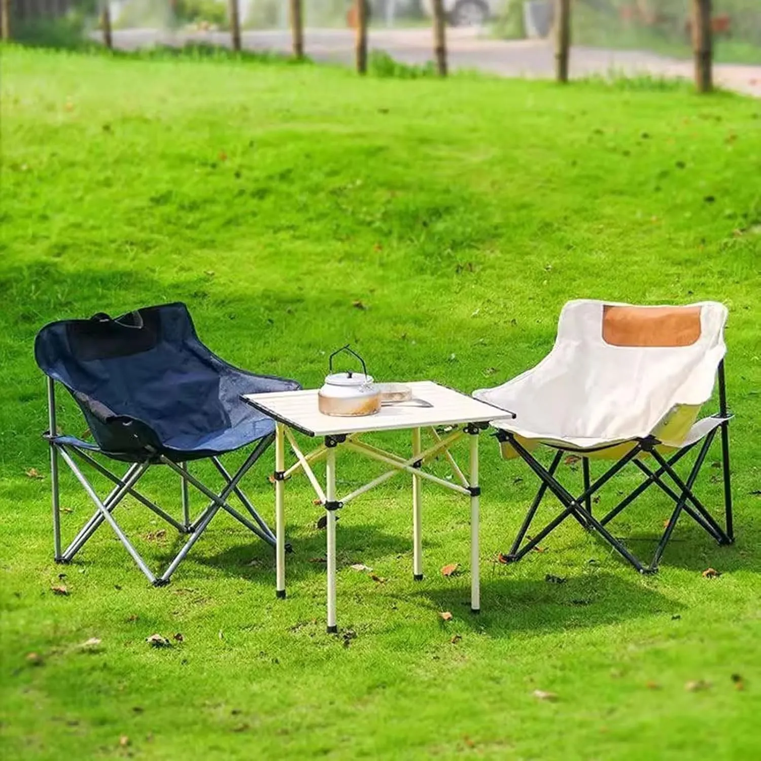 Portable Picnic Table airs Sets with Collapsible Roll up Carbon Steel Camp Side Table Folding Camping airs Lightweight Foldable Compact Table for Bea BBQ