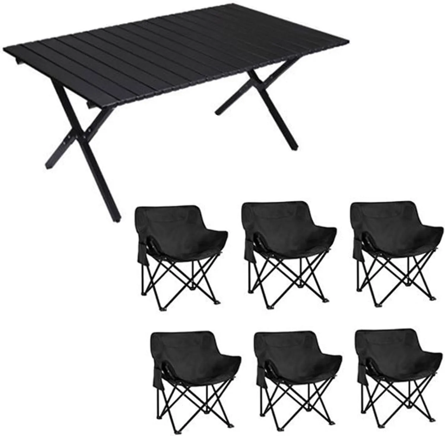 Portable Picnic Table airs Sets with Collapsible Roll up Carbon Steel Camp Side Table Folding Camping airs Lightweight Foldable Compact Table for Bea BBQ