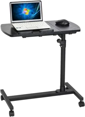 Portable Swivel Laptop Table Desk Adjustable Angle & Height Rolling Stand Tiltable Tabletop Desk Laptop Notebook Sofa/Bed Side Table Hospital Table Stand W/Lockable Casters