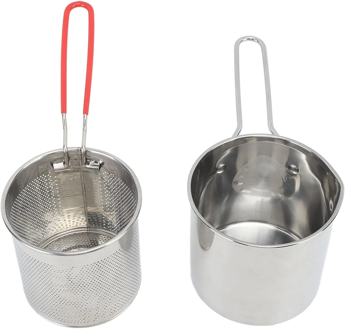 Pots Pans Pot Compact Portable Cooking Pan with Strainer Non Stick Deep Saute Ergonomic Handle Olecranon Type Diversion for Home Camping Stainless Steel Frying Stainless (4 Piece Set:Frying Pot