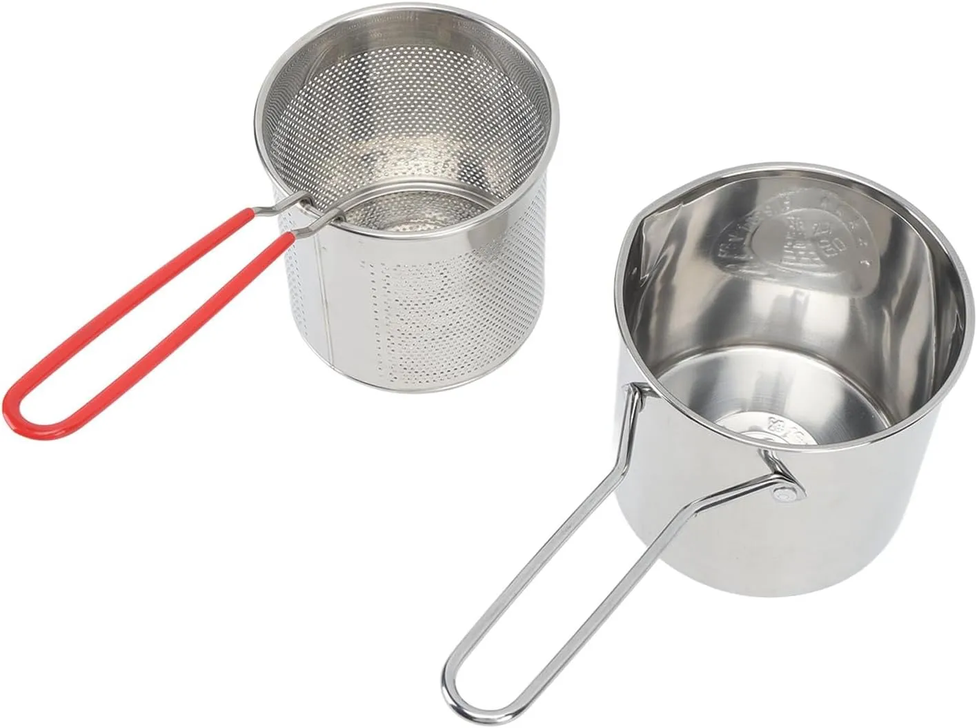 Pots Pans Pot Compact Portable Cooking Pan with Strainer Non Stick Deep Saute Ergonomic Handle Olecranon Type Diversion for Home Camping Stainless Steel Frying Stainless (4 Piece Set:Frying Pot