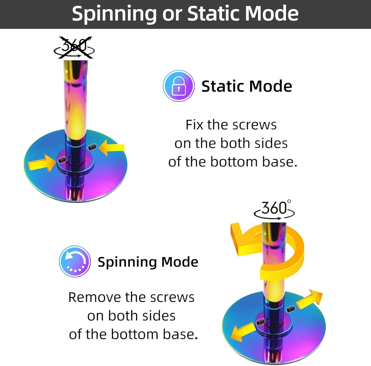 PRIOR FITNESS Permanent Fixed Dance Pole Kit, Professional 45mm Spinning & Static Dancing Pole Heavy-Duty Steel Pole Dance for Home, Adjustable Height Excellent for Home Exercise Studio Club Gym