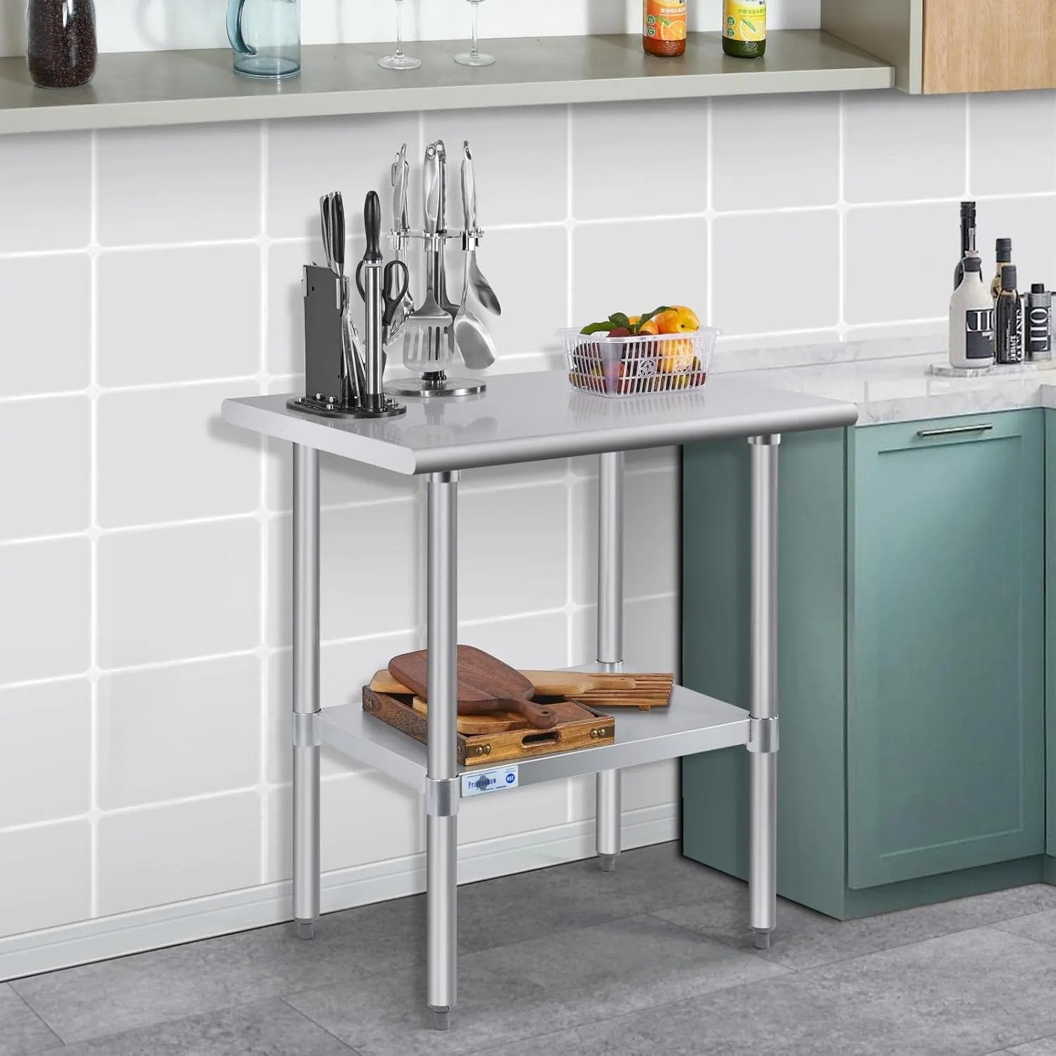 Profeeshaw Stainless Steel Prep Table 36x24 Inch NSF Commercial Work Table with Undershelf Heavy Duty Table for Kitchen Restaurant Home Hotel