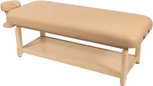 Professional Stationary Massage Table with Adjustable Headrest and Arm Shelf - Premium 3.5" Multi-Layer Soft-Foam System, Ergonomic Design Table for Therapists - 30" W x73 L - (Beige)