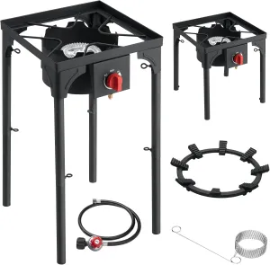 Propane Burner, 75,000 BTU High Pressure Single Gas Stove with 0-20 PSI Adjustable Regulator, Camping Stove with 8 Detachable Legs for Camping, Backyard, Tailgating, Outdoor Cooking